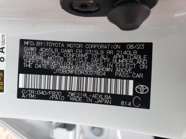 JTDBCMFE0R3027804 - 2024 TOYOTA COROLLA LE WHITE photo 12