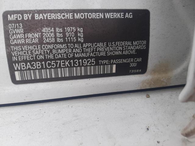 WBA3B1C57EK131925 - 2014 BMW 320 I WHITE photo 13