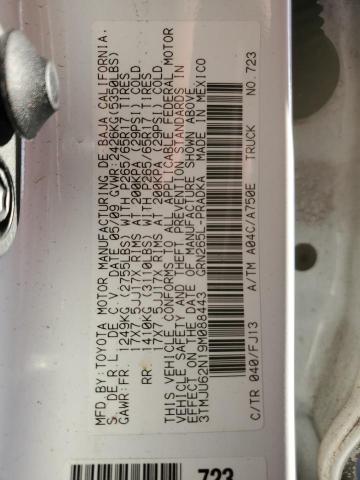 3TMJU62N19M088443 - 2009 TOYOTA TACOMA DOUBLE CAB PRERUNNER WHITE photo 12