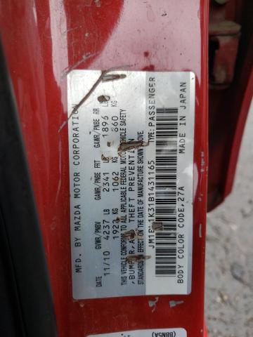 JM1BL1K31B1431165 - 2011 MAZDA SPEED 3 წითელი ფოტო 12