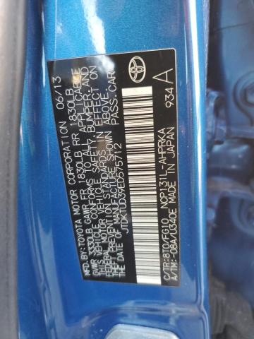 JTDKTUD39ED575712 - 2014 TOYOTA YARIS BLUE photo 12