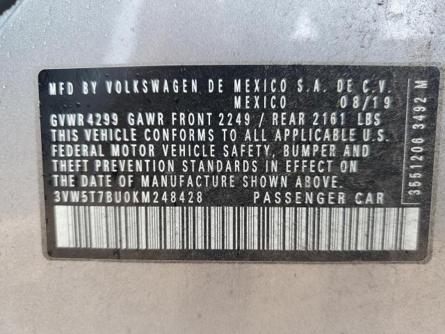 3VW5T7BU0KM248428 - 2019 VOLKSWAGEN JETTA GLI Gümüş foto 12