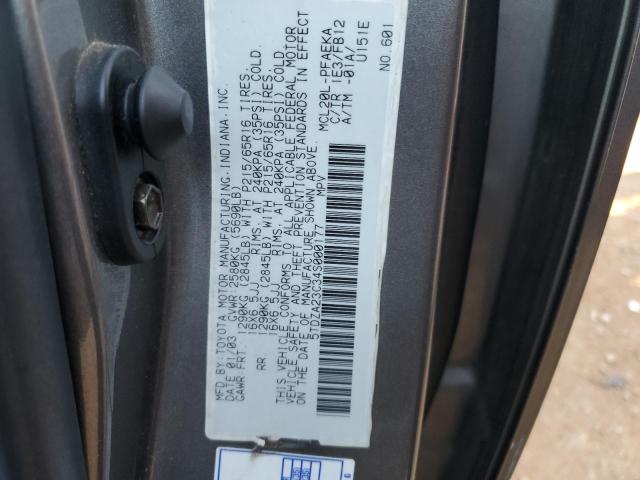 5TDZA23C34S000177 - 2004 TOYOTA SIENNA CE GRAY photo 14