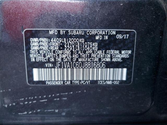 JF1VA1C60J8816806 - 2018 SUBARU WRX PREMIUM GRAY photo 12