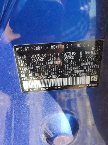 3HGGK5H88KM746603 - 2019 HONDA FIT EX Niebieski zdjęcie 12