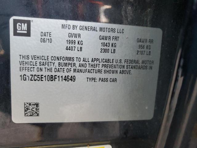 1G1ZC5E10BF114649 - 2011 CHEVROLET MALIBU 1LT Noir photo 12