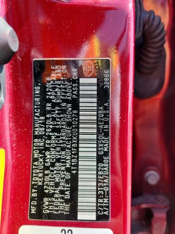 4T1BZ1FBXKU010278 - 2019 TOYOTA AVALON XLE BURGUNDY photo 12