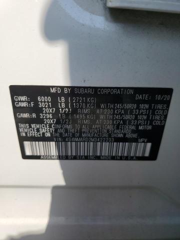 4S4WMARD2M3422233 - 2021 SUBARU ASCENT TOURING WHITE photo 14
