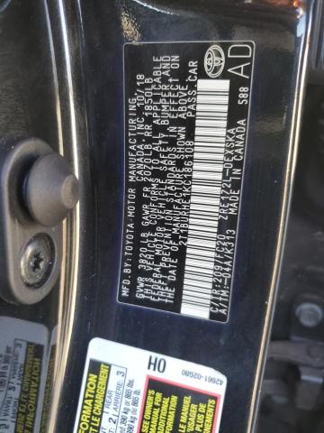 2T1BURHE1KC186108 - 2019 TOYOTA COROLLA L BLACK photo 12