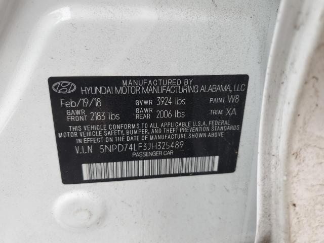 5NPD74LF3JH325489 - 2018 HYUNDAI ELANTRA SE WHITE photo 12