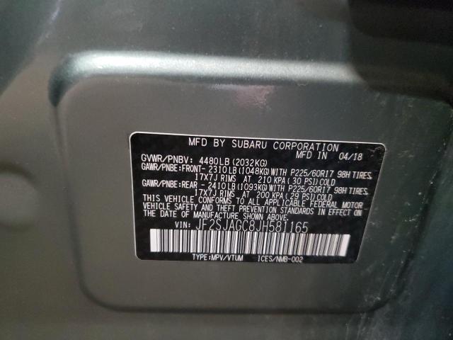 JF2SJAGC8JH581165 - 2018 SUBARU FORESTER 2.5I PREMIUM 绿色 照片 12