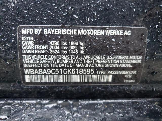 WBA8A9C51GK618595 - 2016 BMW 320 I BLACK photo 12