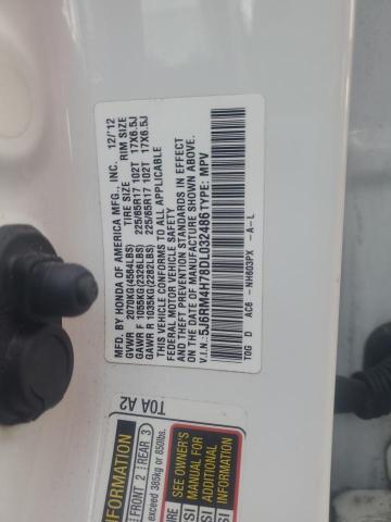 5J6RM4H78DL032486 - 2013 HONDA CR-V EXL WHITE photo 13