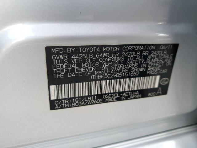 JTHBF5C29B5151652 - 2011 LEXUS IS 250 SILVER photo 13