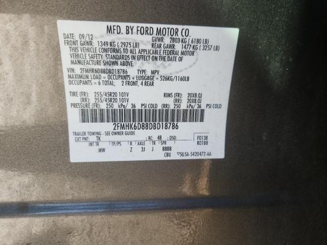 2FMHK6D88DBD18786 - 2013 FORD FLEX LIMITED فحمي صورة 13