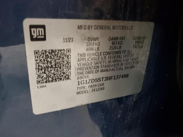 1G1ZD5ST3RF137498 - 2024 CHEVROLET MALIBU LT BLUE photo 13