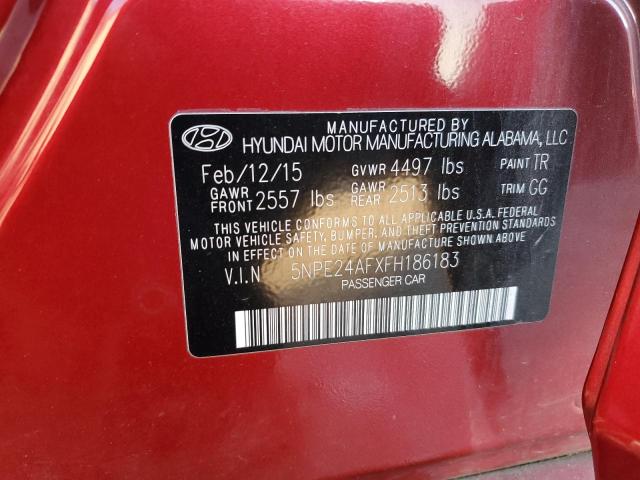 5NPE24AFXFH186183 - 2015 HYUNDAI SONATA SE RED photo 12