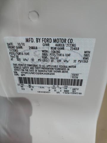 1FMCU9EG2BKA56200 - 2011 FORD ESCAPE LIMITED 白色 照片 13