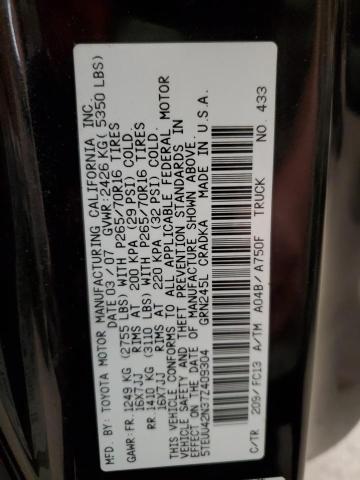 5TEUU42N37Z409304 - 2007 TOYOTA TACOMA ACCESS CAB BLACK photo 13