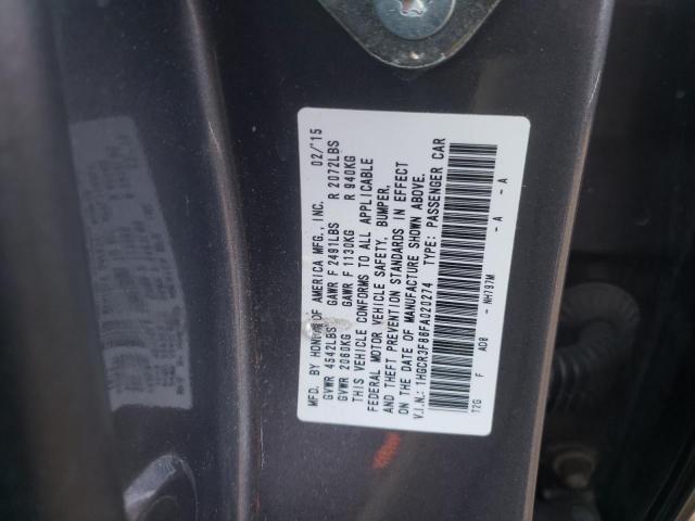 1HGCR3F86FA020274 - 2015 HONDA ACCORD EXL GRAY photo 12