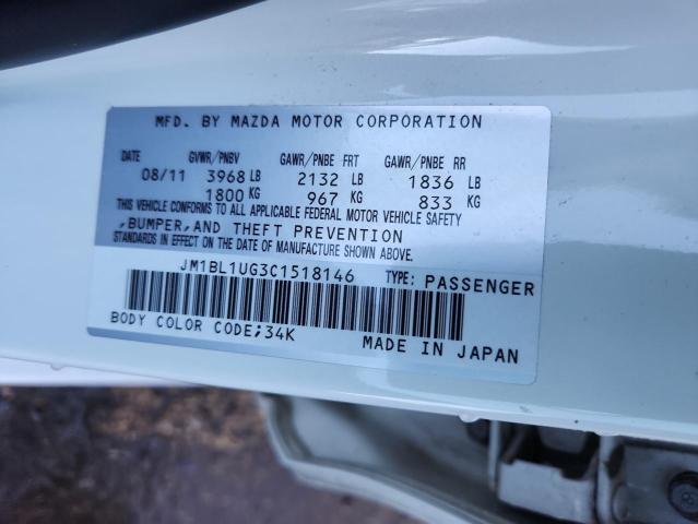 JM1BL1UG3C1518146 - 2012 MAZDA 3 I WHITE photo 13