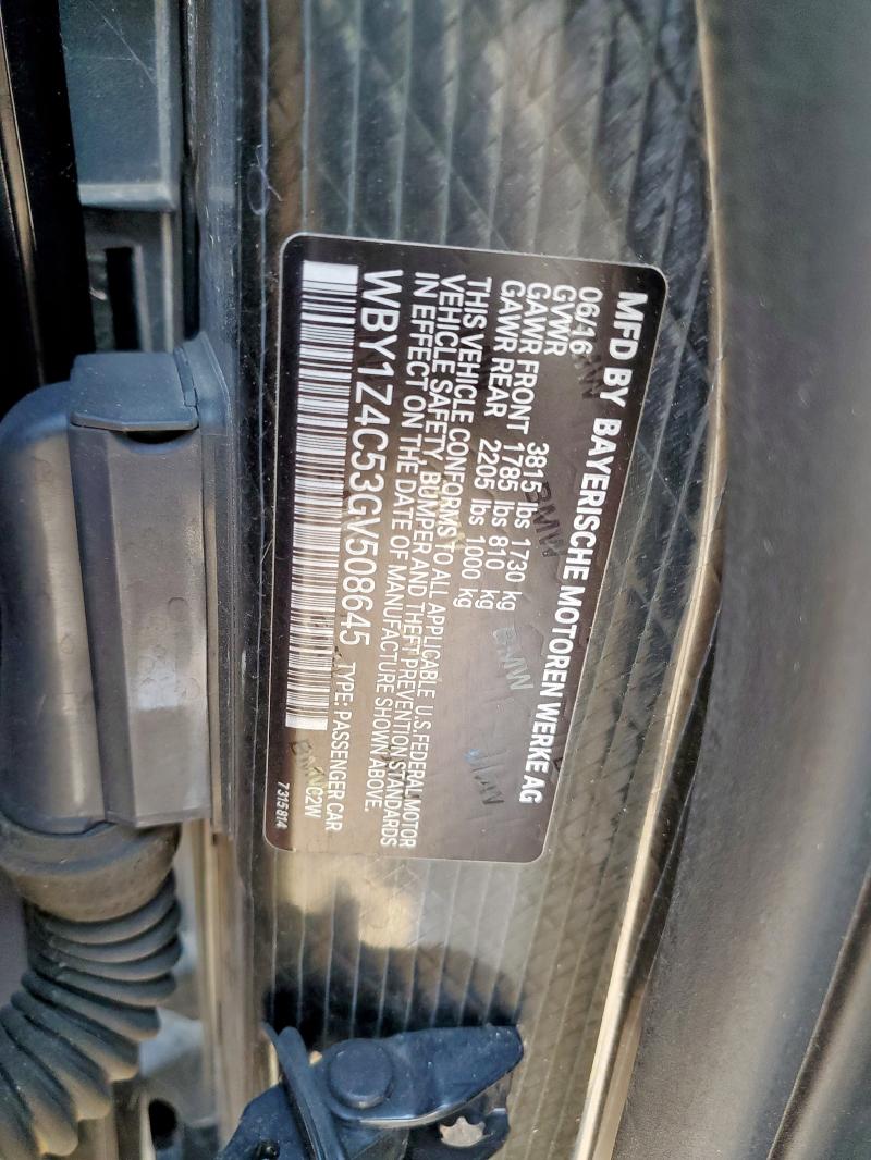 WBY1Z4C53GV508645 - 2016 BMW I3 REX BLACK photo 12