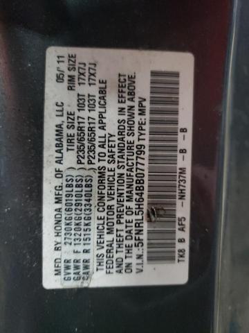 5FNRL5H64BB077799 - 2011 HONDA ODYSSEY EXL CHARCOAL photo 13