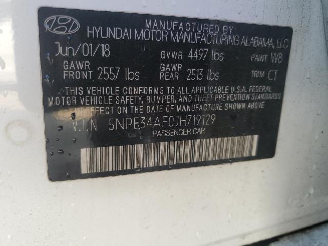 5NPE34AF0JH719129 - 2018 HYUNDAI SONATA SPORT Weiß Foto 13