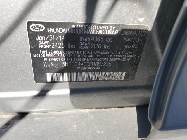 5NPEC4AC0EH887235 - 2014 HYUNDAI SONATA SE GRAY photo 12