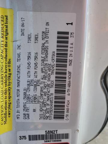 5TFSX5EN1HX053170 - 2017 TOYOTA TACOMA ACCESS CAB თეთრი ფოტო 12