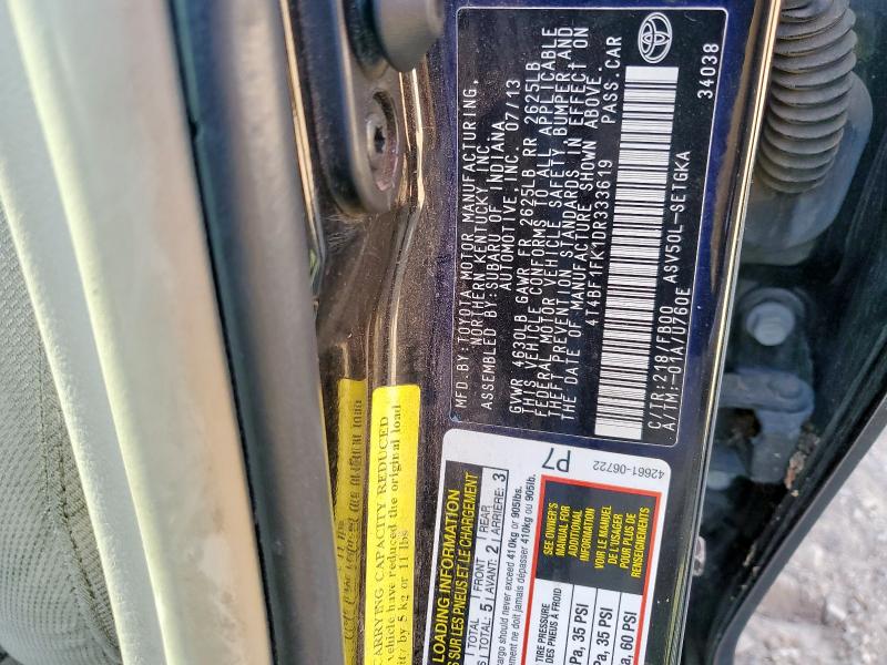 4T4BF1FK1DR333619 - 2013 TOYOTA CAMRY L BLACK photo 12