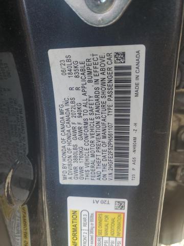 2HGFE2F52PH561107 - 2023 HONDA CIVIC SPORT Grau Foto 12