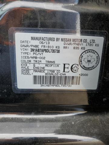 3N1AB7AP8DL735730 - 2013 NISSAN SENTRA S BLACK photo 13