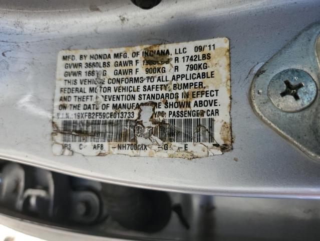 19XFB2F59CE013733 - 2012 HONDA CIVIC LX SILVER photo 12