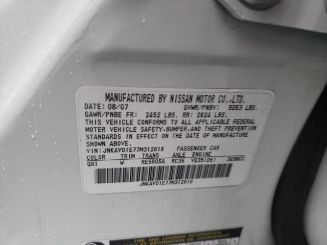 JNKAY01E77M312616 - 2007 INFINITI M35 BASE WHITE photo 12