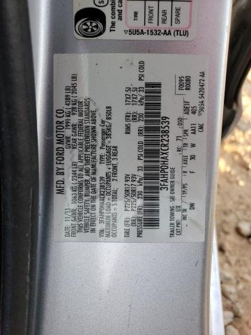 3FAHP0HAXCR238539 - 2012 FORD FUSION SE GRAY photo 12