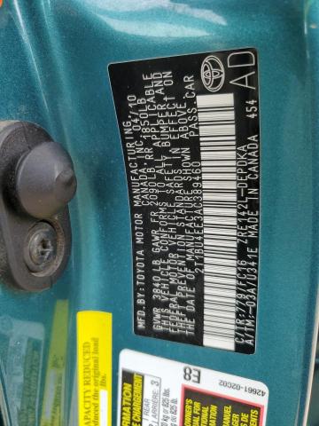 2T1BU4EE3AC389460 - 2010 TOYOTA COROLLA BASE GREEN photo 12