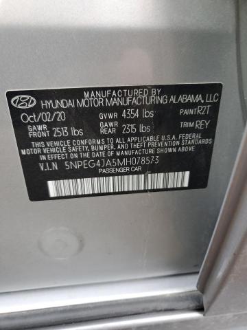 5NPEG4JA5MH078573 - 2021 HYUNDAI SONATA SE GRAY photo 13