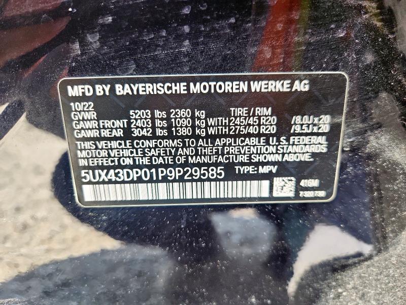 5UX43DP01P9P29585 - 2023 BMW X3 SDRIVE30I BLUE photo 14