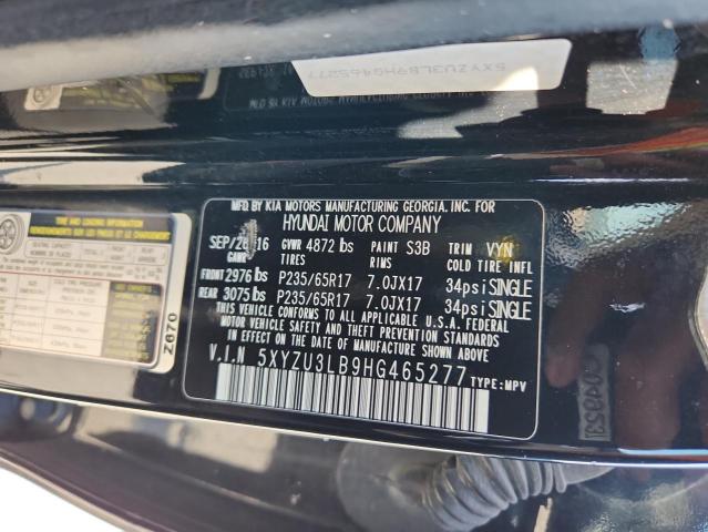 5XYZU3LB9HG465277 - 2017 HYUNDAI SANTA FE S BLACK photo 13