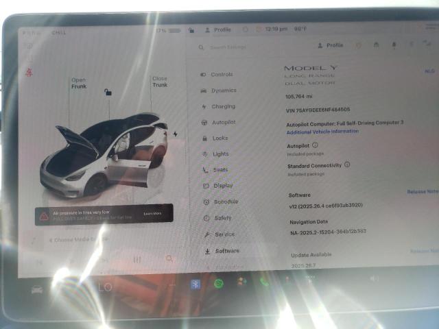 7SAYGDEE6NF484505 - 2022 TESLA MODEL Y Blanco foto 9