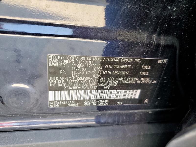 2T3W1RFV4RW345717 - 2024 TOYOTA RAV4 XLE BLUE photo 12