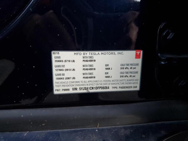 5YJSA1CN1DFP06064 - 2013 TESLA MODEL S ლურჯი ფოტო 12