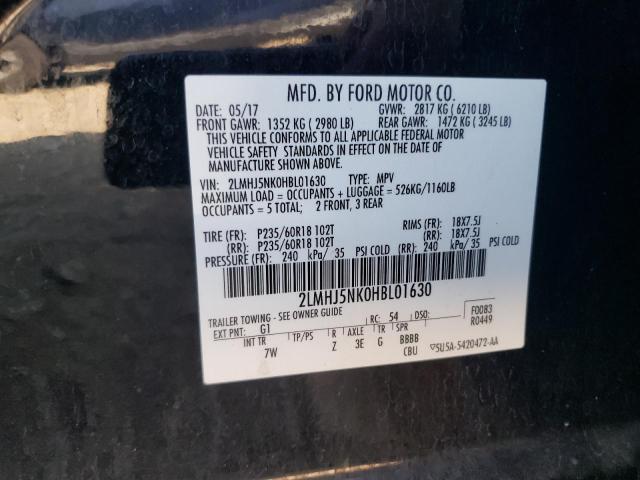 2LMHJ5NK0HBL01630 - 2017 LINCOLN MKT BLACK photo 12