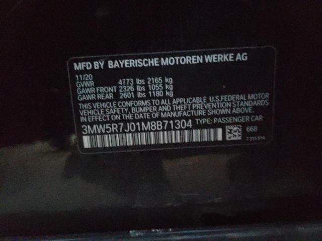 3MW5R7J01M8B71304 - 2021 BMW 330XI BLACK photo 12