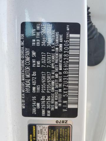 5XYZU3LB6HG383006 - 2017 HYUNDAI SANTA FE S WHITE photo 13