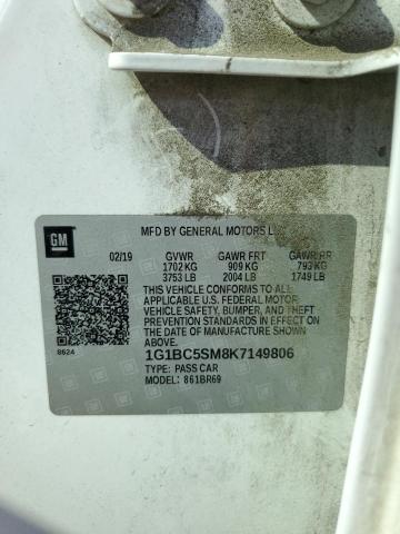 1G1BC5SM8K7149806 - 2019 CHEVROLET CRUZE LS WHITE photo 12