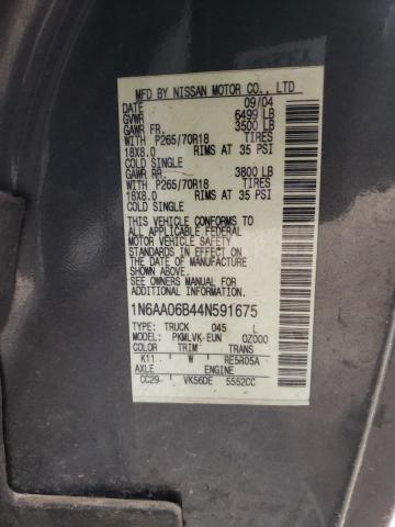 1N6AA06B44N591675 - 2004 NISSAN TITAN XE BLUE photo 12