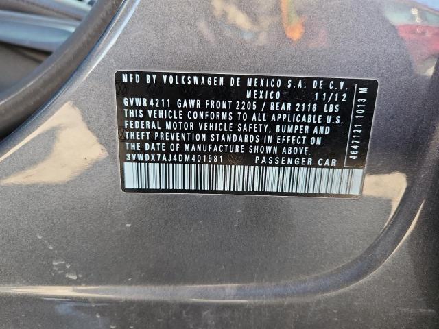 3VWDX7AJ4DM401581 - 2013 VOLKSWAGEN JETTA SE GRAY photo 12