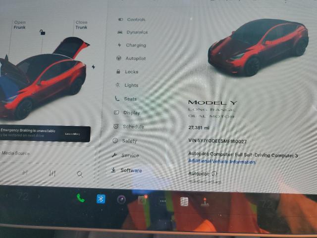 5YJYGDEE5MF180027 - 2021 TESLA MODEL Y 红色 照片 9